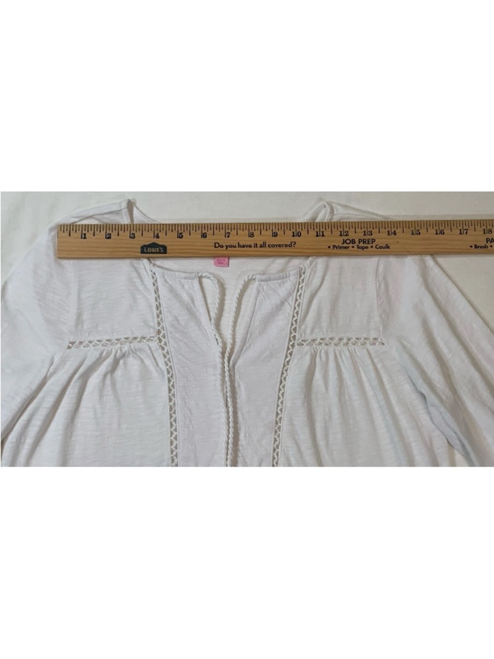 Lilly Pulitzer White Boho Peasant Tunic XS Tassel Tie Neck Resort Top - Picture 11 of 13